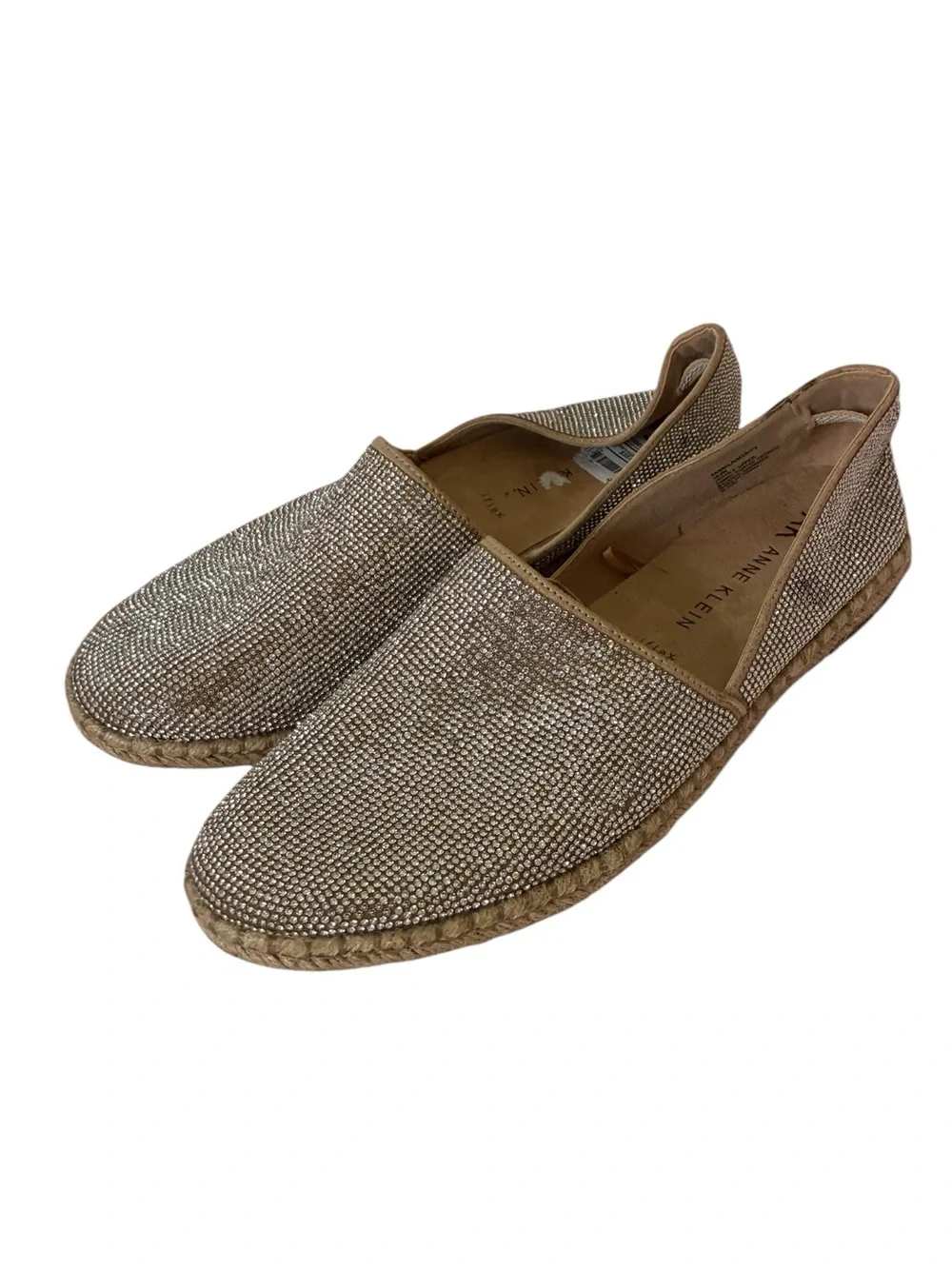 Anne Klein | rhinestone espadrille jute sole slip on shoes size 10
